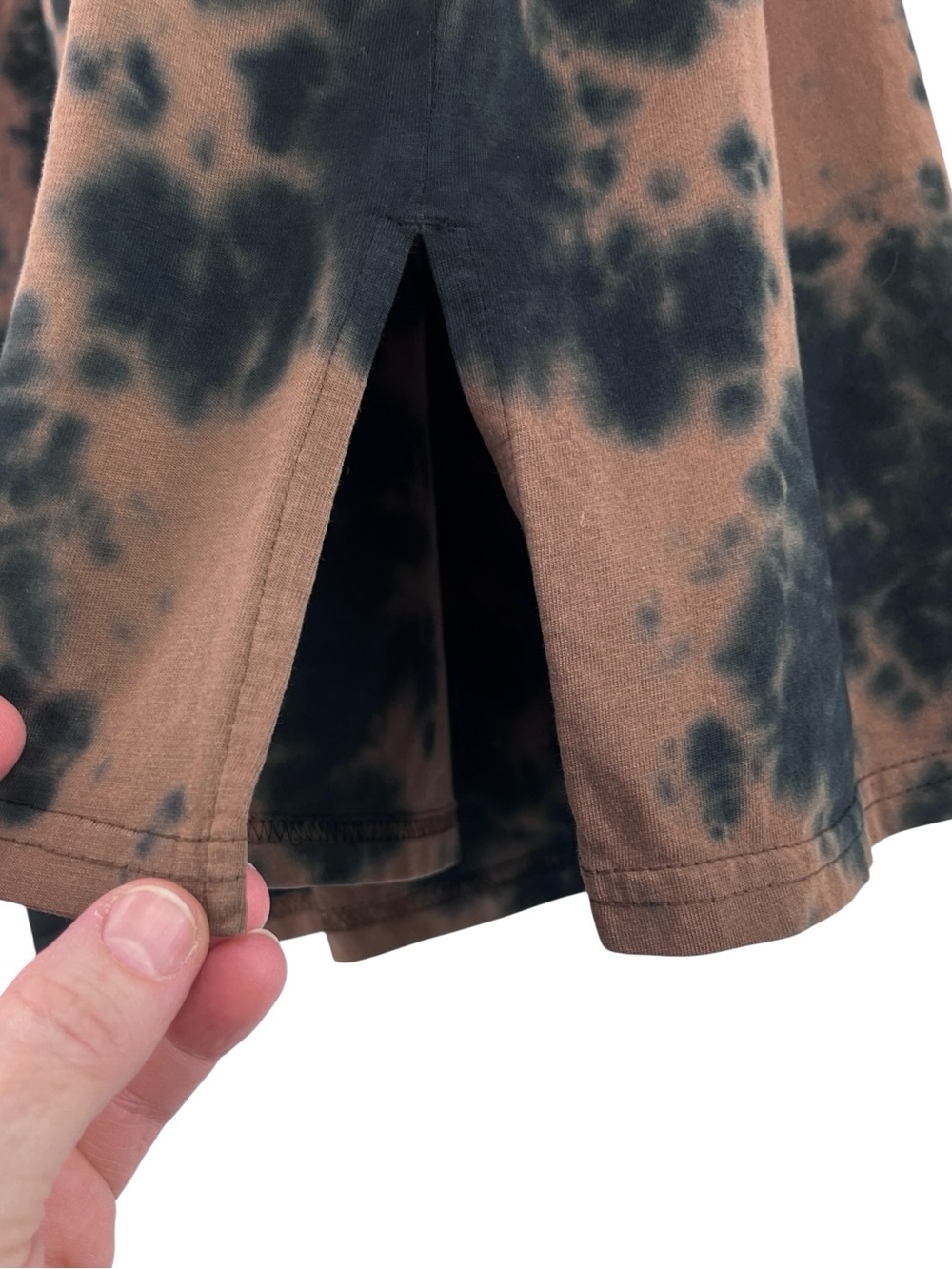 Pact 100% Organic Cotton Tie-Dye T-shirt Dress with Tie Waist Brown Black Sz M - Picture 8 of 12